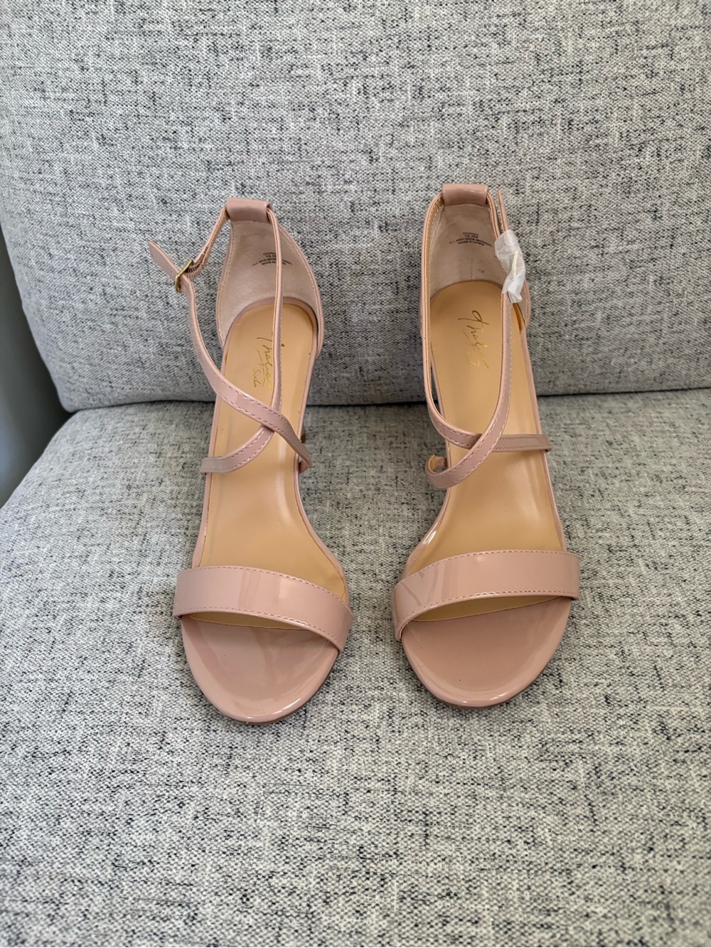 Patent Nude Strappy Heel Sandals - Women